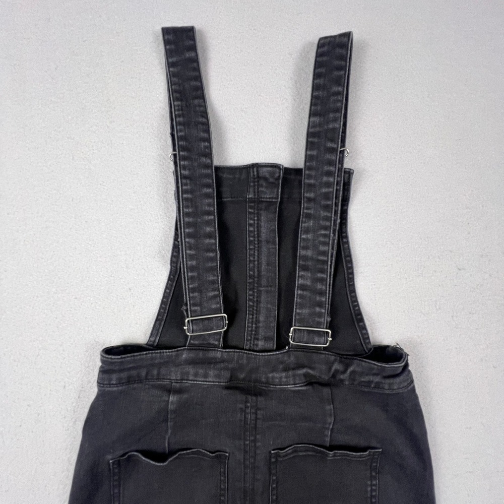 Sky and Sparrow Overall Dress Womens Small Black Denim Button Front Raw Hem Boho - Picture 10 of 11